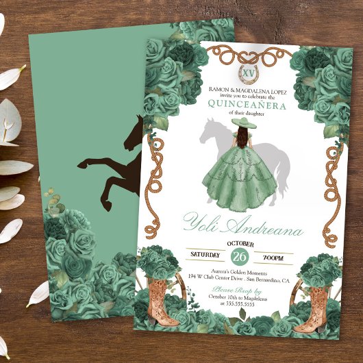Munt Rozen Charro Lichtgroene Vestidos Quinceañera Kaart