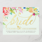 Munt | Rozen en Vrijgezellenfeest met gouden diama Folie Uitnodiging Briefkaart (Voorkant)