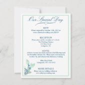 Munt, Salie, en Witte Bloemen Huwelijk Kaart (Achterkant)