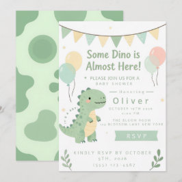 Munt Salie Groene Baby Shower Dino Kaart