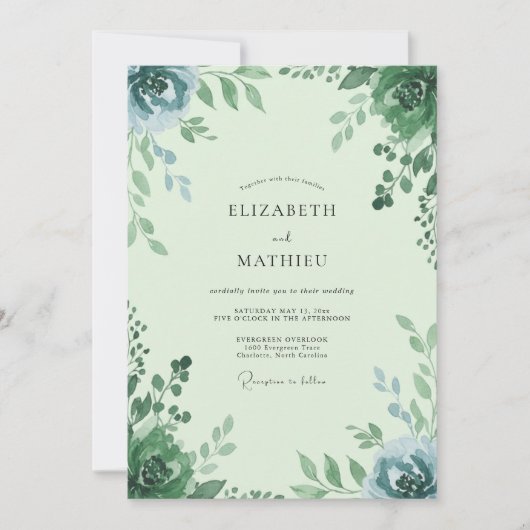 Munt Salie Loof Eucalyptus Bruiloft Kaart (Voorkant)