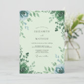 Munt Salie Loof Eucalyptus Bruiloft Kaart (Staand voorkant)