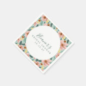 Munt Salie Roze Bloemig Script Bruiloft Feest Cust Servet (Hoek)