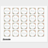 Munt Salie Roze Bloemig Script Bruiloft Feest Cust Vierkante Sticker (Vel)