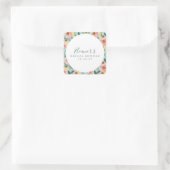 Munt Salie Roze Bloemig Script Bruiloft Feest Cust Vierkante Sticker (Tas)