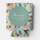 Munt Salie Roze Bloemige Script Bruidsfeest Custom Blikjeskoeler (Voorkant)