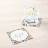 Munt Salie Roze Bloemrijke Script Bruidsdouche Cus Kartonnen Onderzetters (Insitu)