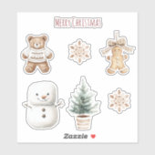 Munt Schattige Kerstman Sneeuwman Sticker (Vel)