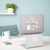Munt Schattige Kerstman Sneeuwman Sticker (Laptop op bureau)