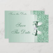 Munt Sequins, Strik & Diamant Save the Date Trouwk (Voorkant / Achterkant)