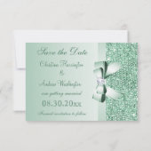 Munt sequins, strik en diamant Save the Date Huwel (Achterkant)