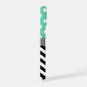 Munt Stippen Zwarte Chevron Monogram iPhone 15 Case (Rechterkant)