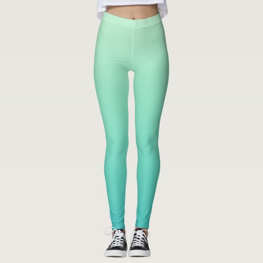 Munt Teal Gradiënt Leggings (Voorkant)