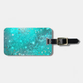 Munt Turquoise Folie Achtergrond Bagagelabel (Voorkant horizontaal)