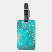 Munt Turquoise Folie Achtergrond Bagagelabel (Voorkant verticaal)