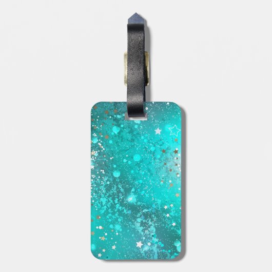 Munt Turquoise Folie Achtergrond Bagagelabel (Achterkant verticaal)