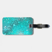 Munt Turquoise Folie Achtergrond Bagagelabel (Achterkant horizontaal)