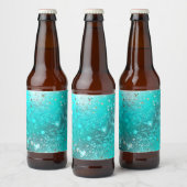 Munt Turquoise Folie Achtergrond Bier Etiket (Flessen)