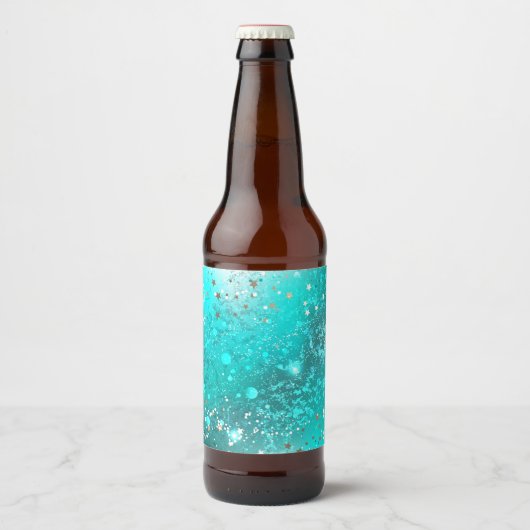 Munt Turquoise Folie Achtergrond Bier Etiket (Voorkant)