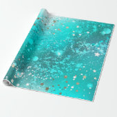 Munt Turquoise Folie Achtergrond Cadeaupapier (Uitgerold)