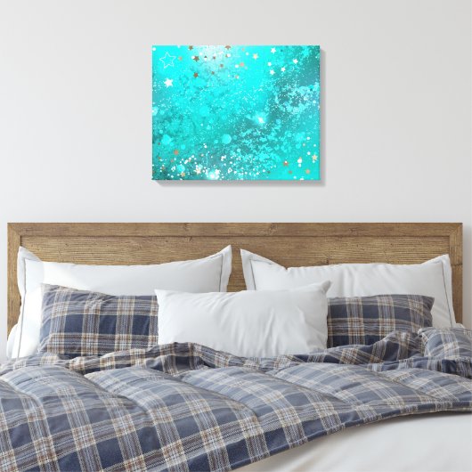 Munt Turquoise Folie Achtergrond Canvas Afdruk (Insitu (Slaapkamer))