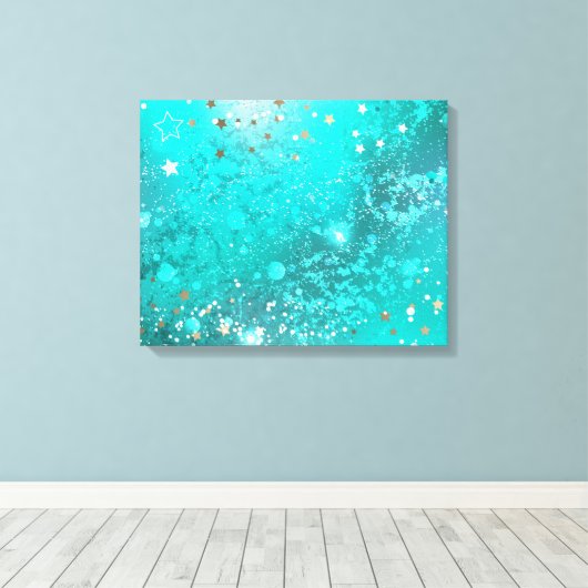 Munt Turquoise Folie Achtergrond Canvas Afdruk (Insitu (Houten vloer))