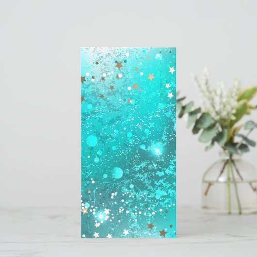 Munt Turquoise Folie Achtergrond Feestdagenkaart (Staand voorkant)