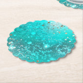Munt Turquoise Folie Achtergrond Kartonnen Onderzetters (Gekanteld)