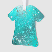 Munt Turquoise Folie Achtergrond Ornament (voorkant)