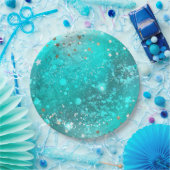 Munt Turquoise Folie Achtergrond Papieren Bordje (Feest)