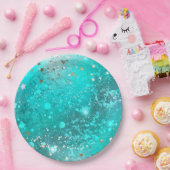 Munt Turquoise Folie Achtergrond Papieren Bordje (Feest)