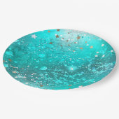 Munt Turquoise Folie Achtergrond Papieren Bordje (Gekanteld)