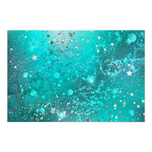 Munt Turquoise Folie Achtergrond Perfect Poster (Voorkant)