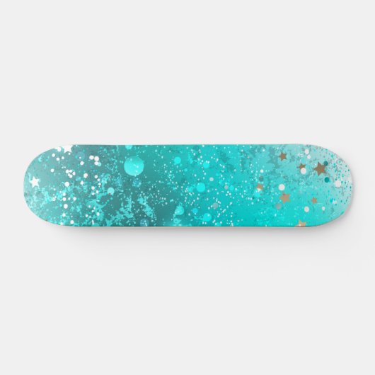 Munt Turquoise Folie Achtergrond Persoonlijk Skateboard (Horizontaal)
