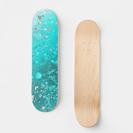 Munt Turquoise Folie Achtergrond Persoonlijk Skateboard (Voorkant)
