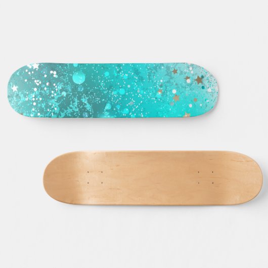 Munt Turquoise Folie Achtergrond Persoonlijk Skateboard (Horizontaal)