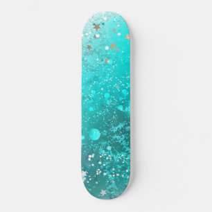 Munt Turquoise Folie Achtergrond Persoonlijk Skateboard
