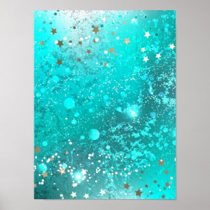 Munt Turquoise Folie Achtergrond Poster