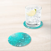Munt Turquoise Folie Achtergrond Ronde Kartonnen Onderzetter (Insitu)