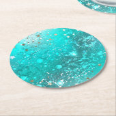 Munt Turquoise Folie Achtergrond Ronde Kartonnen Onderzetter (Gebogen)