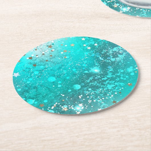 Munt Turquoise Folie Achtergrond Ronde Kartonnen Onderzetter (Gebogen)