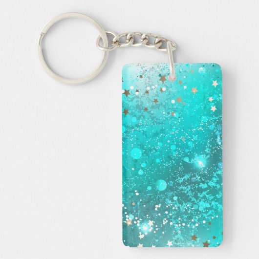 Munt Turquoise Folie Achtergrond Sleutelhanger (Voorkant)
