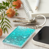 Munt Turquoise Folie Achtergrond Sleutelhanger (Voorkant Rechts)