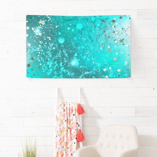 Munt Turquoise Folie Achtergrond Spandoek (Insitu)