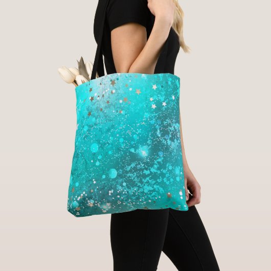 Munt Turquoise Folie Achtergrond Tote Bag (Dichtbij)