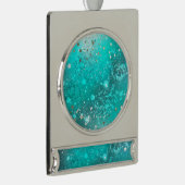 Munt Turquoise Folie Achtergrond Verzilverd Banner Ornament (Rechts)