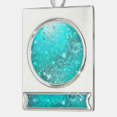 Munt Turquoise Folie Achtergrond Verzilverd Banner Ornament (Links)