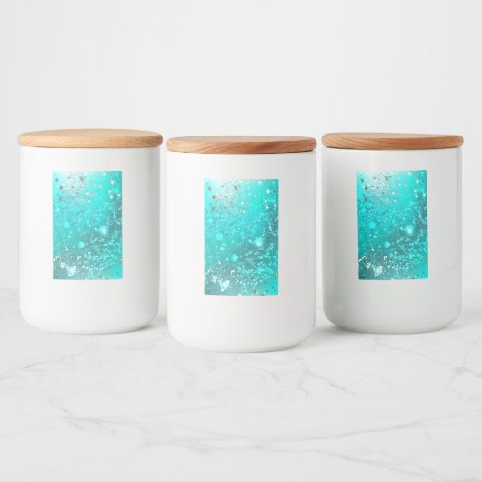 Munt Turquoise Folie Achtergrond Voedselcontainer Etiket (Flessen)