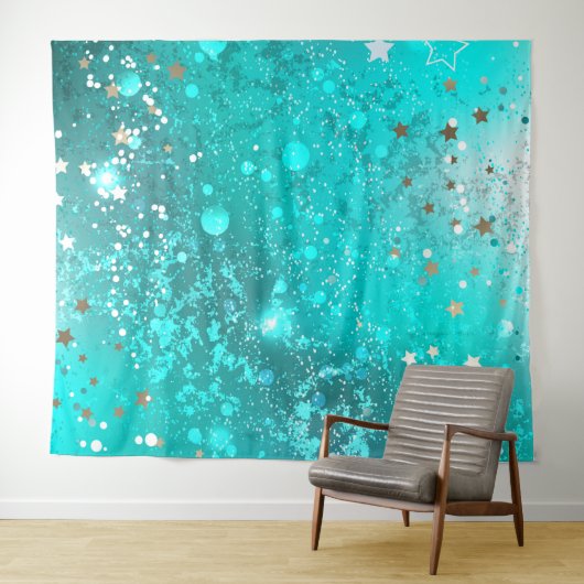 Munt Turquoise Folie Achtergrond Wandkleed (In Situ (horizontaal))