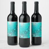 Munt Turquoise Folie Achtergrond Wijn Etiket (Flessen)
